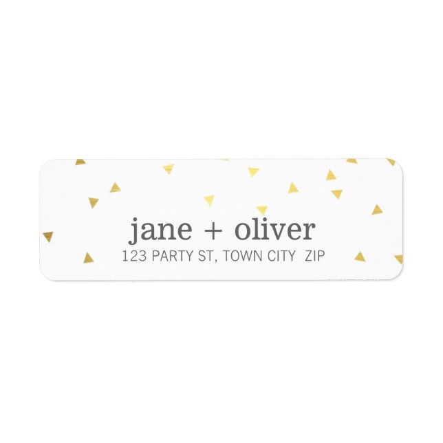 Etiqueta Triângulo geológico MODERNO RÓTULO confete dourado (Frente)