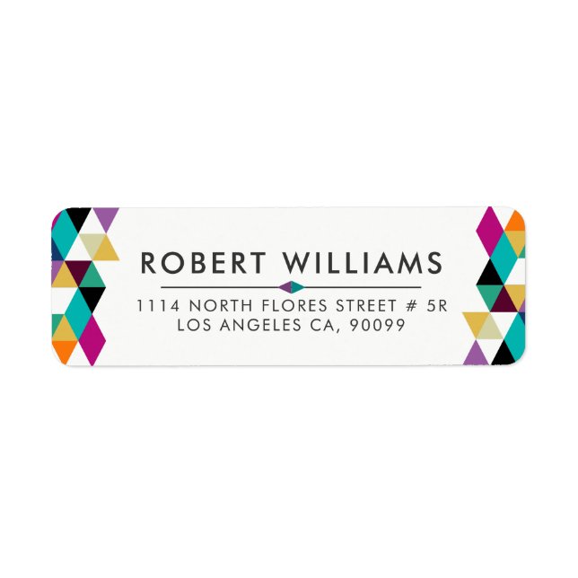 Etiqueta Triângulos Coloridos Contemporâneos (Frente)