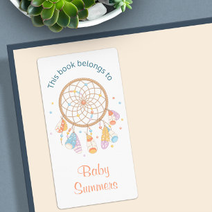 Etiqueta Tribal Dreamcatcher Boho Baby Bookplate
