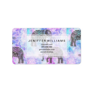 Etiqueta Tribal Negra-Rosa Elefante Brilhante