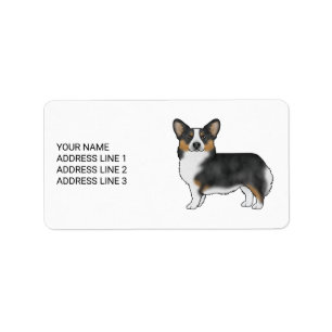 Etiqueta Tricolor Preto Pembroke Welsh Corgi E Seu Texto