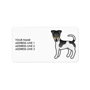 Etiqueta Tricolor Suave Raposa Suave Cachorro e Texto
