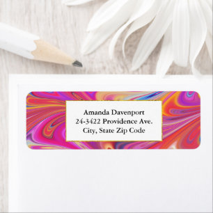 Etiqueta Trippy Pink e Orange Swirly Design