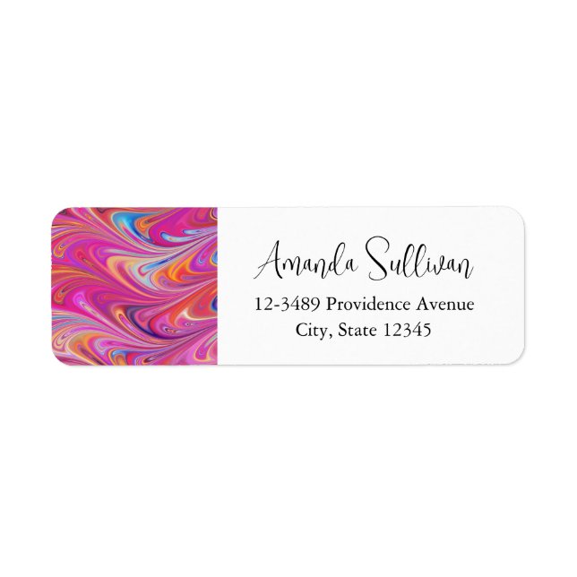 Etiqueta Trippy Pink e Orange Swirly Design (Frente)
