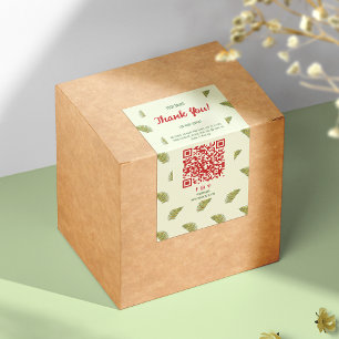 Etiqueta Tropical Business Obrigado Box Rótulo do selo QR