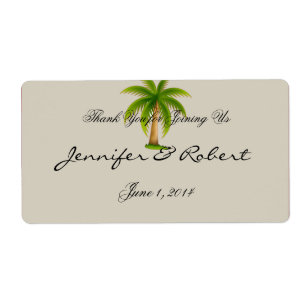 Etiqueta tropical da garrafa de água da palmeira