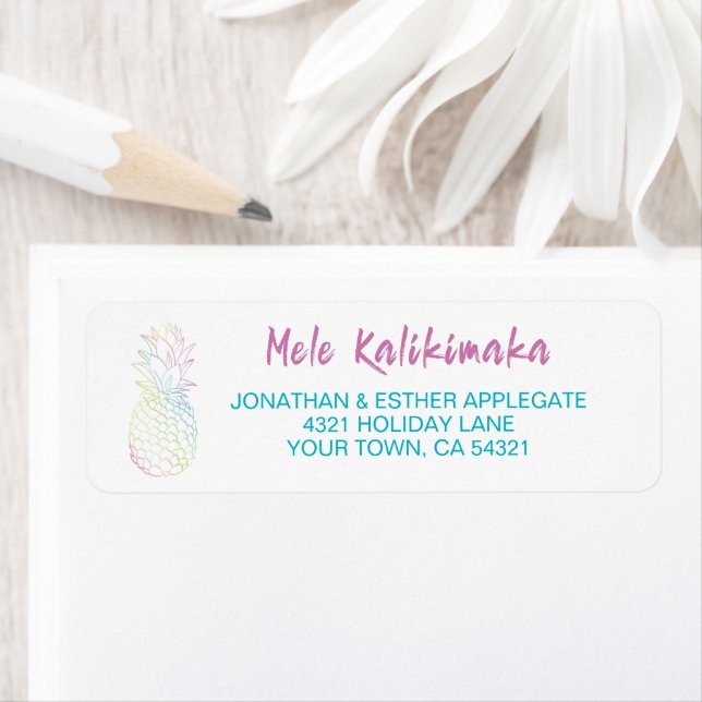 Etiqueta Tropical de Abacaxi de Natal Mele Kalikimaka (Insitu)