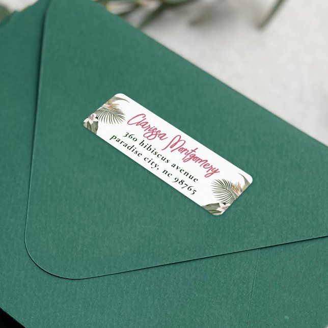 Etiqueta Tropical Floral Moderna Endereço de Regresso de Ve (Return Address Label Mock-up)