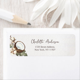 Etiqueta Tropical Havaiana Floral & Coconut Return Address