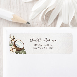 Etiqueta Tropical Havaiana Floral & Coconut Return Address