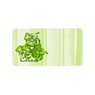Etiqueta Tropical havaiano do hibiscus da aguarela