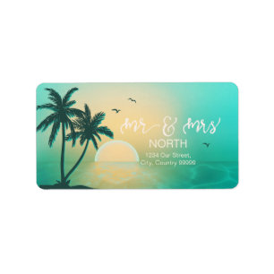 Etiqueta Tropical Isle Sunrise Mr & Mrs Teal ID581