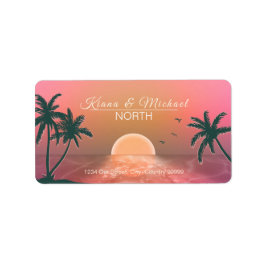 Etiqueta Tropical Isle Sunrise Wedding Pink ID581
