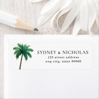 Etiqueta Tropical Palm Tree Minimal Wedding Return Address