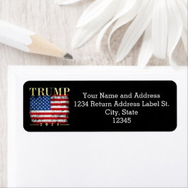 Etiqueta Trump 2024 Elegante Dourada Vintage Flag Americano