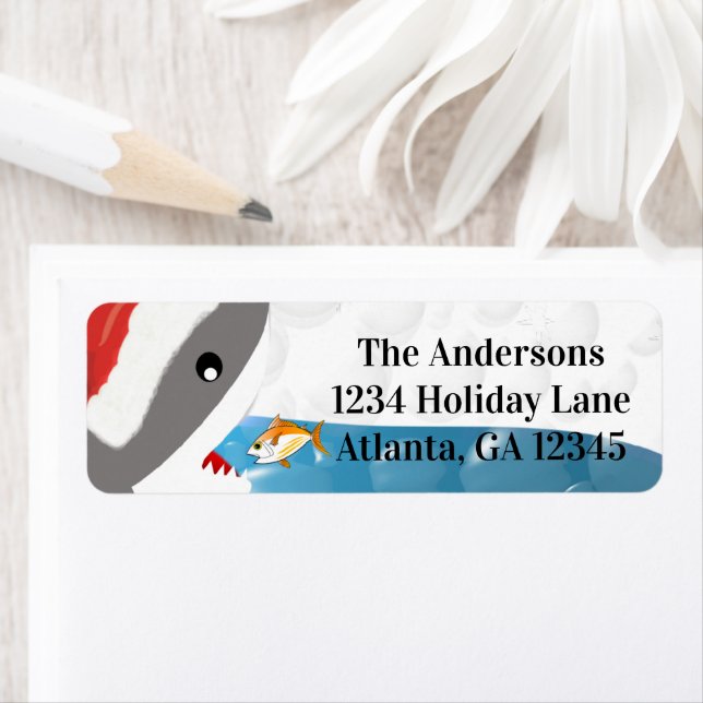 Etiqueta Tubarão com Papai Noel Endereço de Regresso de Nat (Insitu)