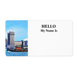 Etiqueta Tugboats Near the New York City Skyline c1906