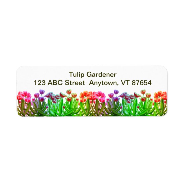 Etiqueta Tulip Garden Rainbow Personalizável (Frente)