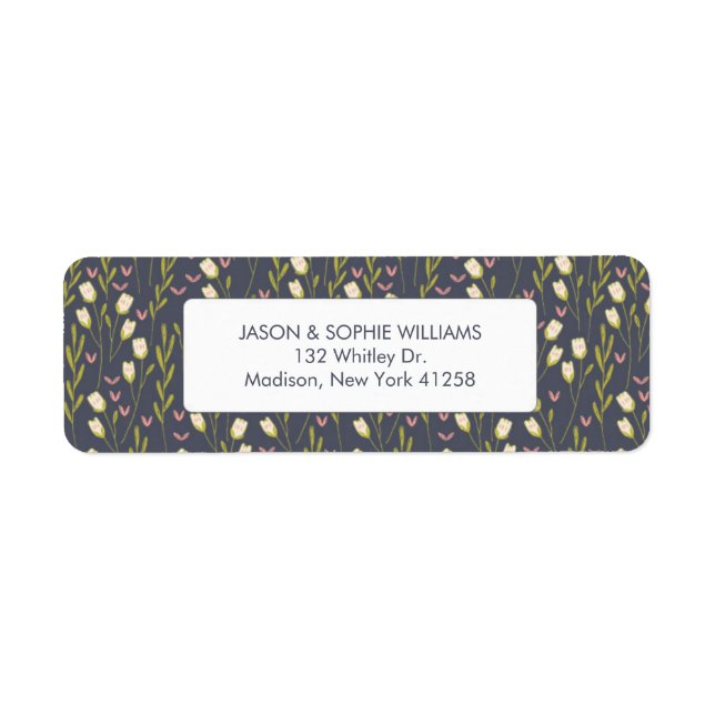 Etiqueta Tulipa Branca Elegante Floral (Frente)