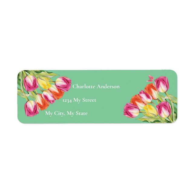 Etiqueta Tulipas e Chá de panela verde borboleta (Frente)