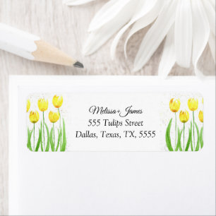 Etiqueta Tulips Floral Watercolor Endereço de Devolução
