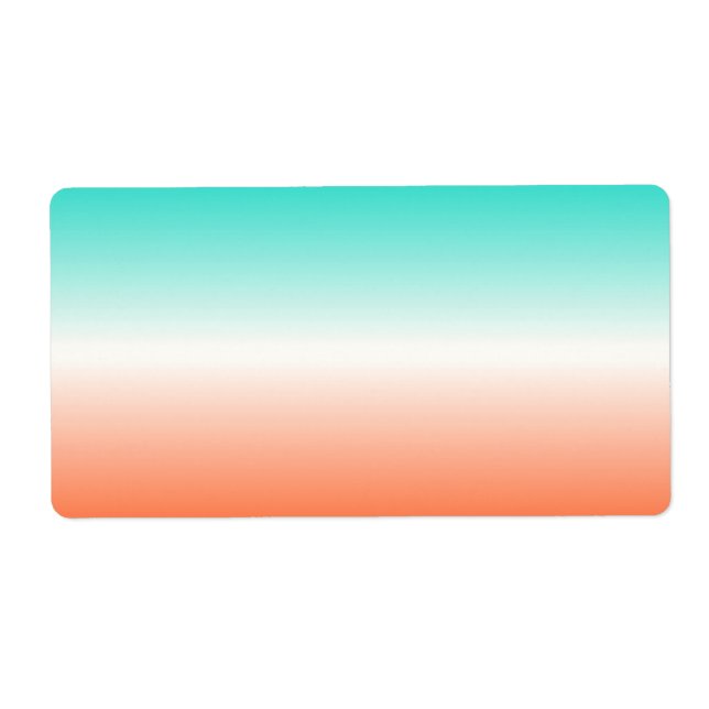 Etiqueta Turquesa Branco Coral Ombre (Frente)