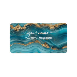 Etiqueta Turquesa e agitação Dourada