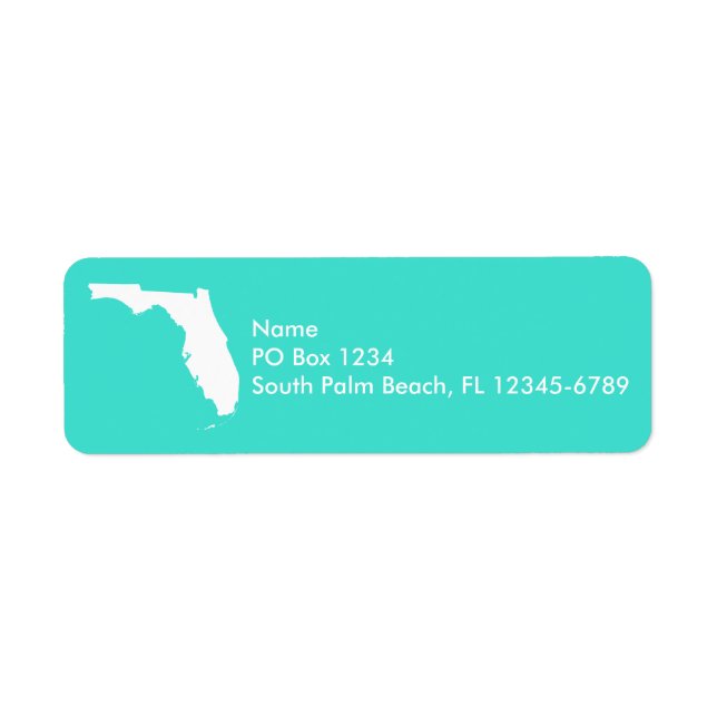 Etiqueta Turquesa e Branco Florida Personalizado (Frente)