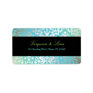 Etiqueta Turquesa e Limão preto Damask 311-Dazzling
