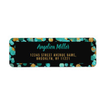 Turquesa Negra Dourada de Teal Moderna Confetti