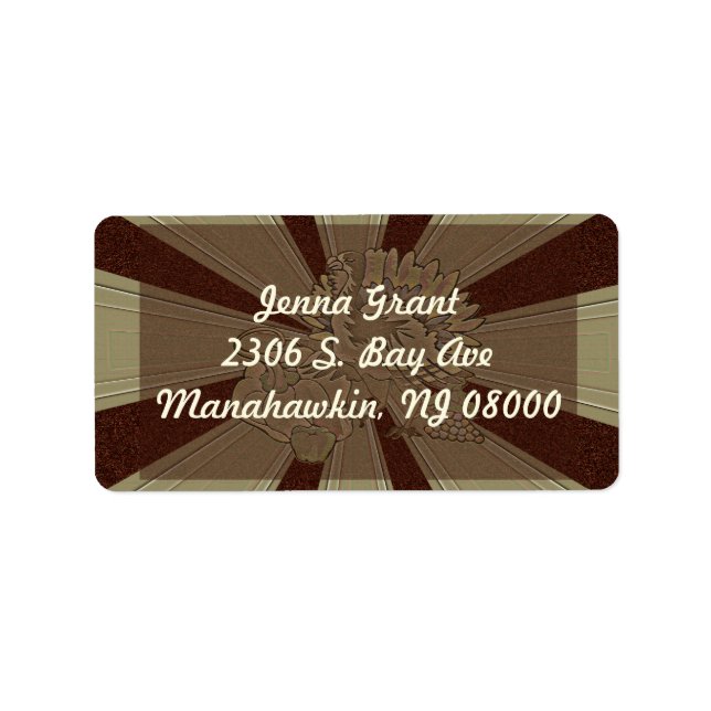 Etiqueta Turquia no Dia de Ação de Graças - (Frente)