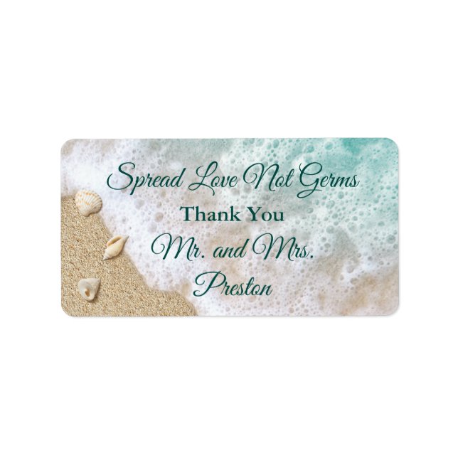 Etiqueta Turquoise Beach Waves Spread Love Hand Sanitizer (Frente)