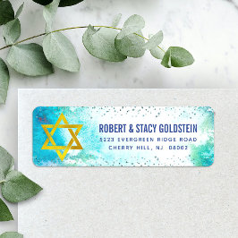 Etiqueta Turquoise B'nai Mitzvah Watercolor Endereço para d