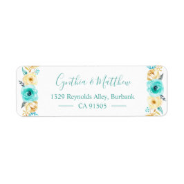 Etiqueta Turquoise de Aquarela Menor Dourado Floral