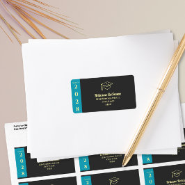 Etiqueta Turquoise Modern Graduation Mailing Address