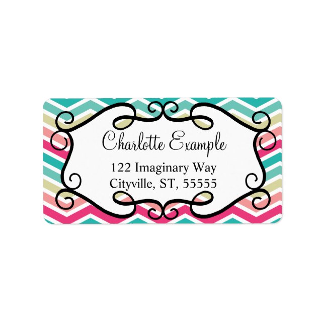 Etiqueta Turquoise Rosa Personalizada (Frente)