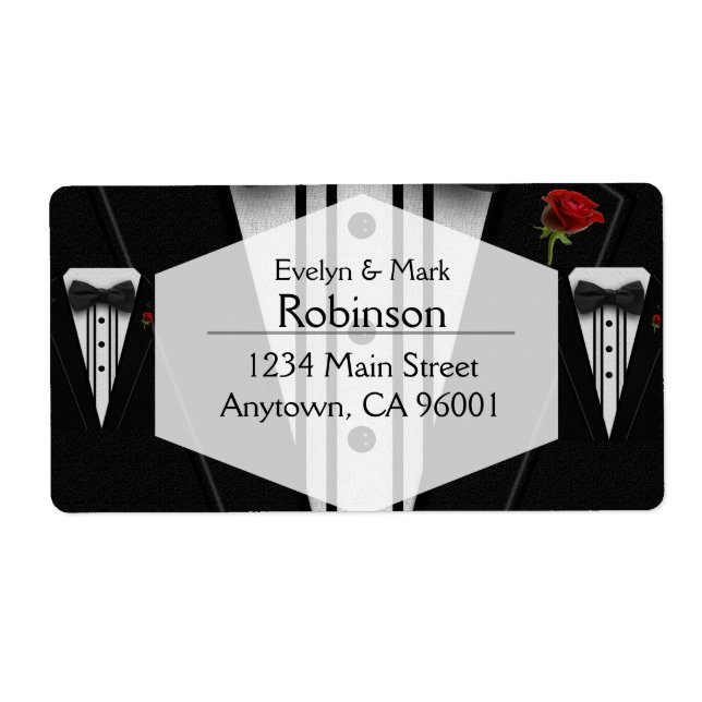 Etiqueta Tuxedo com Arco Tie Monograma (Frente)