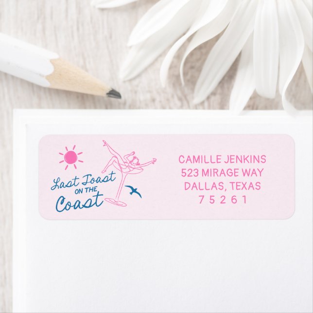 Etiqueta Última Devolução de Bachelorette Toast Beach (Insitu)