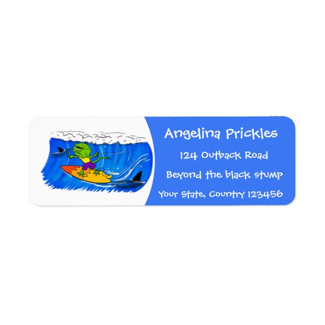 Etiqueta Um desenho animado de lagarto-do-pescoço (Frente)