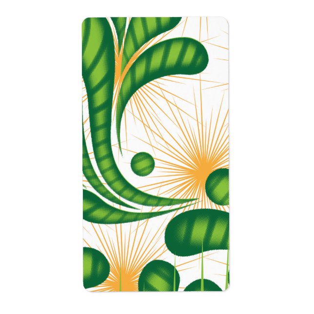 Etiqueta Um padrão artístico verde e dourado representando  (Frente)
