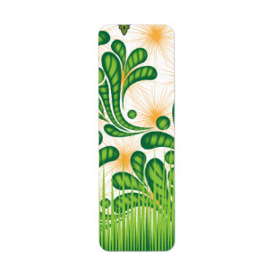 Etiqueta Um padrão artístico verde e dourado representando