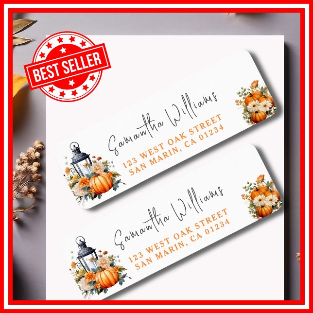 Etiqueta Um pequeno endereço de devolução de Chá de fraldas (A Little Pumpkin is on the Way Fall Autumn Floral Baby Shower Return Address Labels )