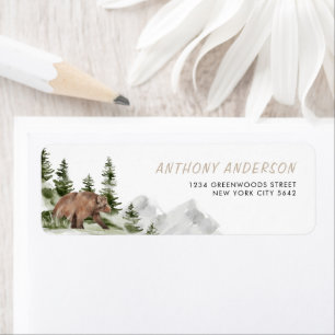 Etiqueta Um primeiro aniversario de Urso de Aquarela Feliz