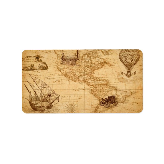 Etiqueta Um velho mapa da América (Frente)