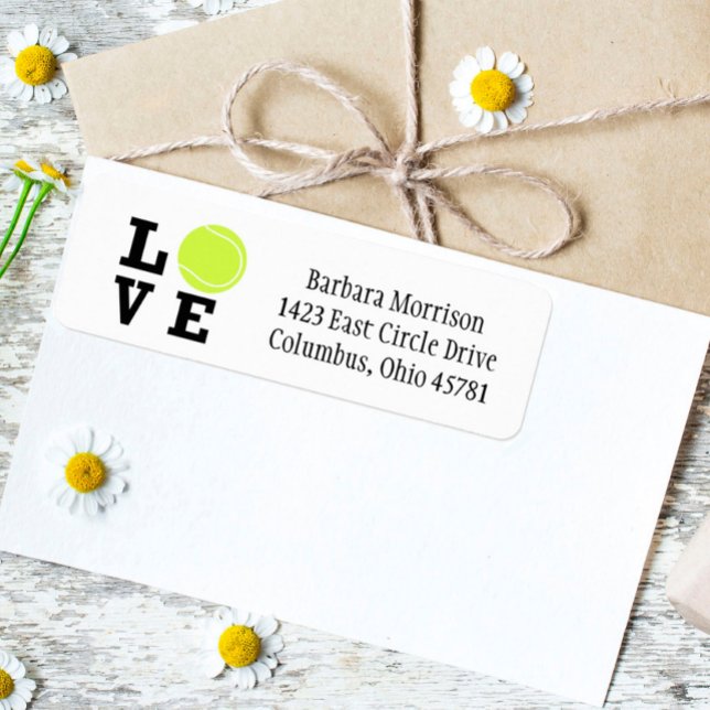 Etiqueta Único Eu amo Tênis com bola amarela (Criador carregado)