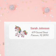 Unicorn Girl Birthday Party Return Address