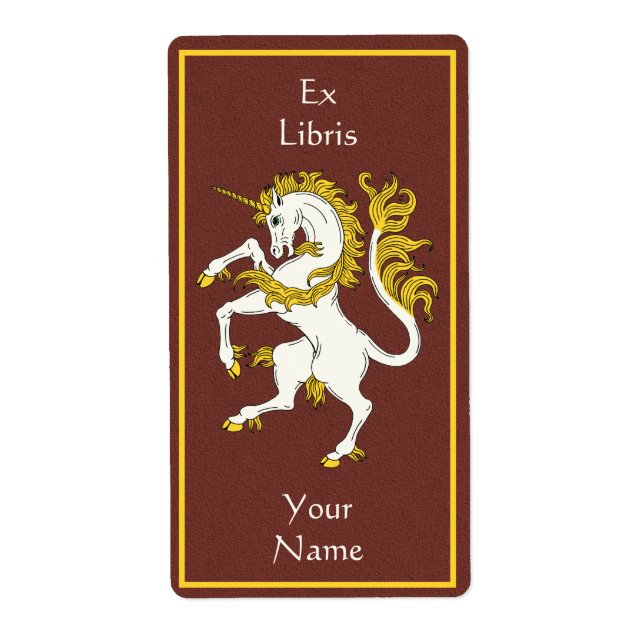 Etiqueta Unicorn Rampant Bookplate (Frente)