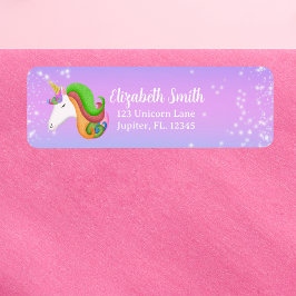 Etiqueta Unicórnio Colorido Glitter Personalizado 