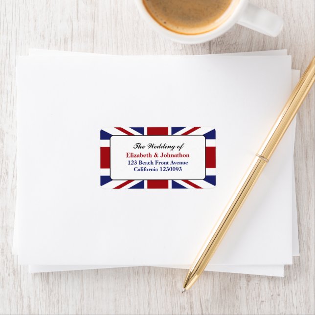 Etiqueta Union Jack Flag British Wedding (Insitu)