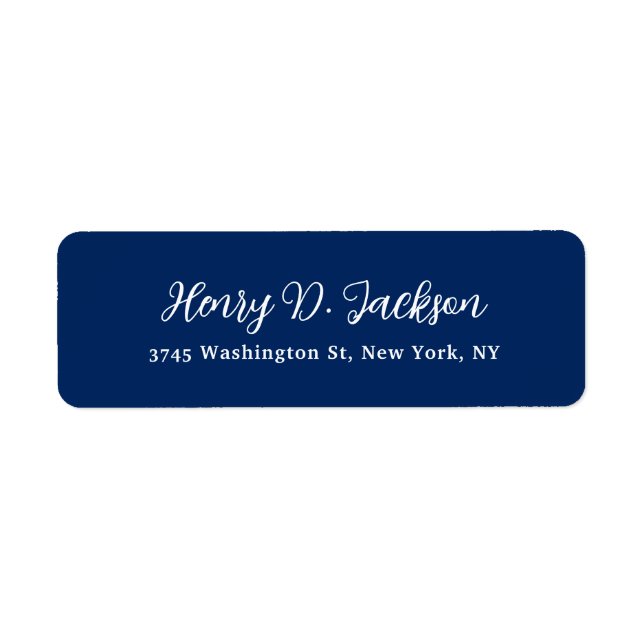 Etiqueta Unique Navy Blue Classical Handwriting Plain (Frente)